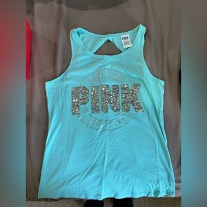 PINK Victoria's Secret Turquoise Sequin Tank Top